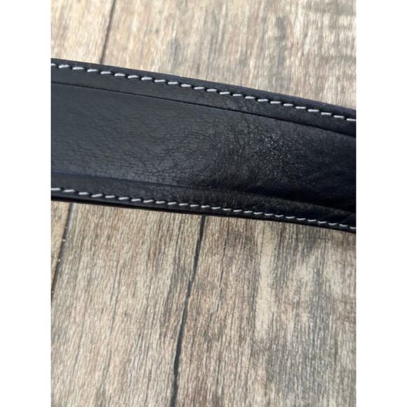 Bronzino Men's Black Genuine Leather Adjustable Buckle Belt - Picture 3 of 7